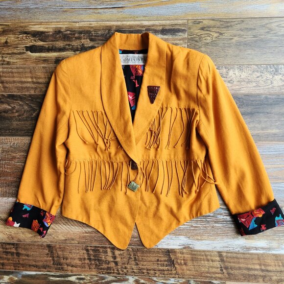 Vintage Marsha Brander for Componix Western Festival Jacket Fringe Orange - Picture 3 of 11